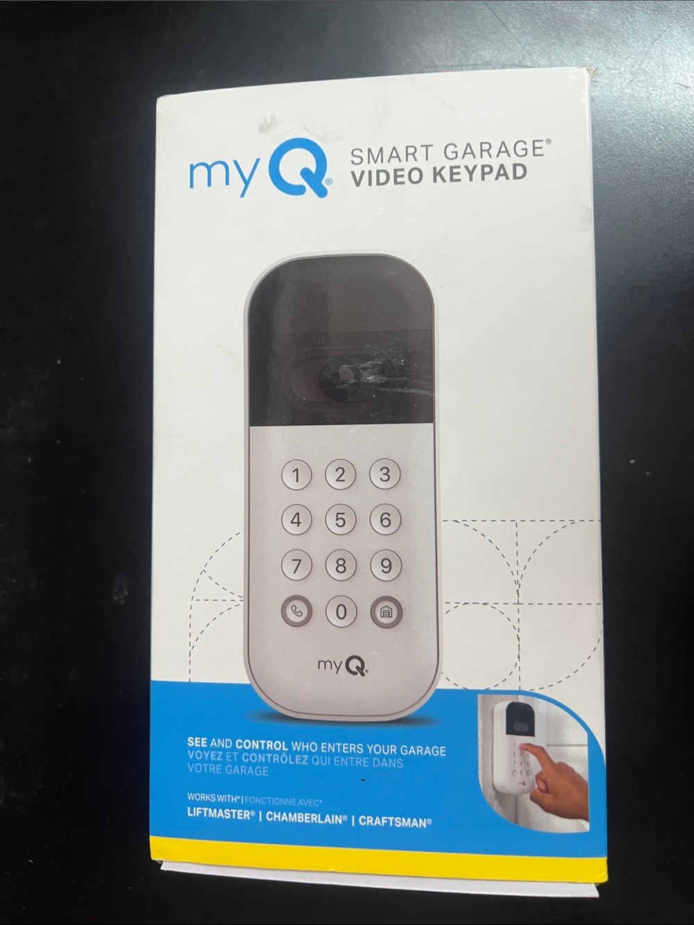 myQ Smart Garage Video Keypad - White/Blue